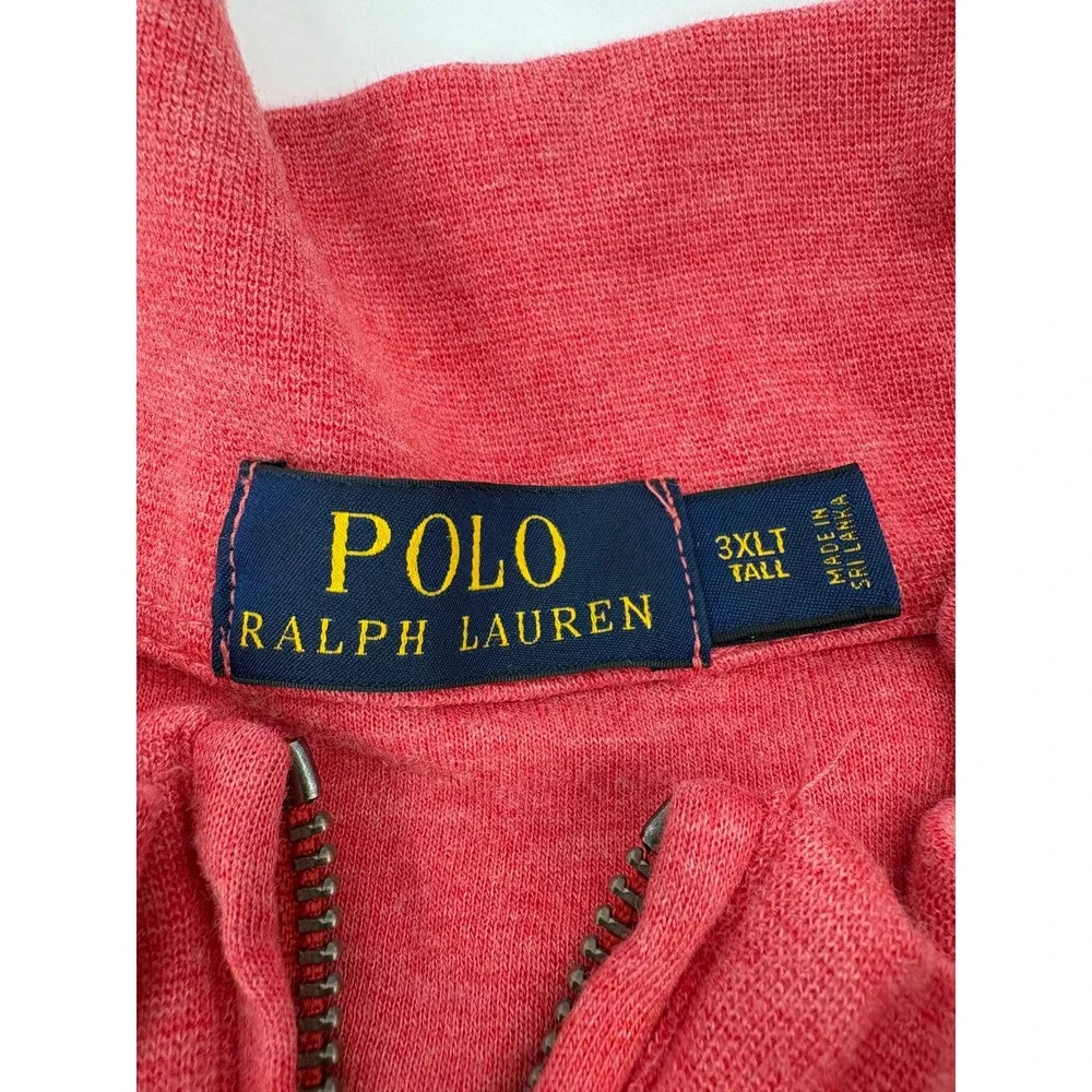 Polo Ralph Lauren Pullover Mens 3XLT 1/4‎ Zip Sweater Red Heather Cotton Blend